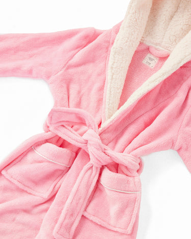 Kids' Pink Fluffy Hooded Robe